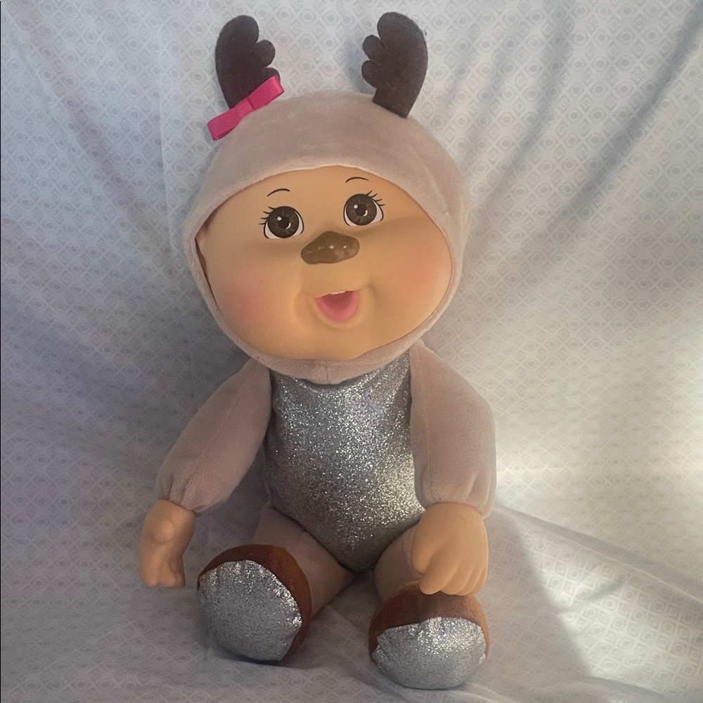 Charming Plush Reindeer Doll with Silver Outfit
